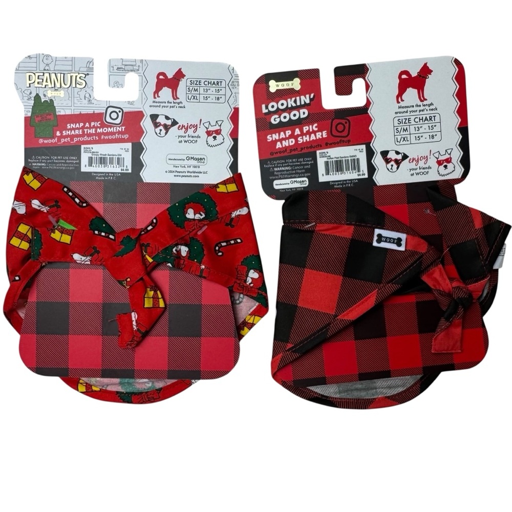Holiday Pet Bandana Set Snoop Dogg Jammies Small Medium Cat Dog NEW - Picture 12 of 12